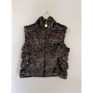 COOGI Faux Fur Feline Print Vest Size Large